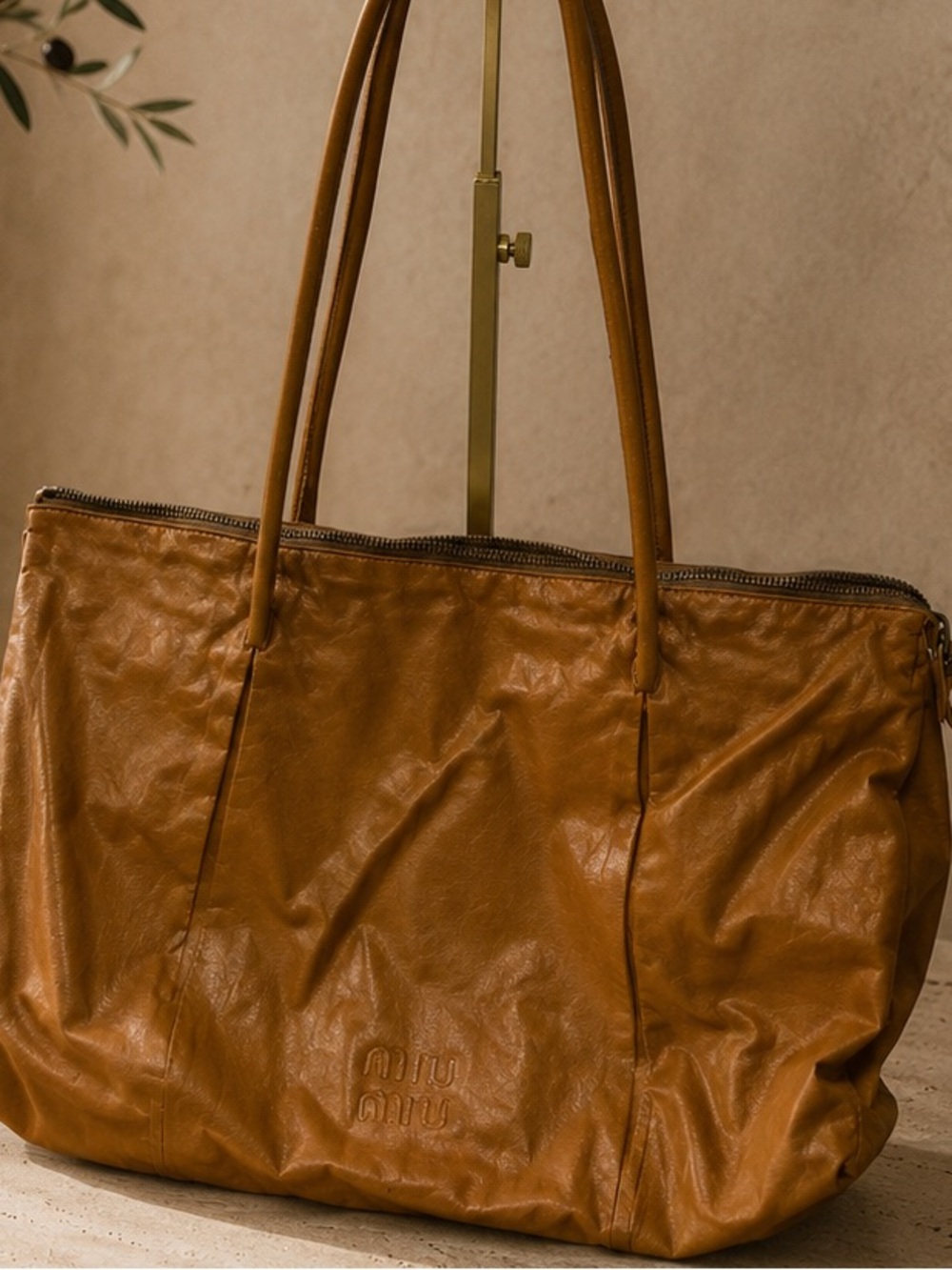 Miu Miu Brown Leather Vintage Zip Tote - Picture 10 of 12